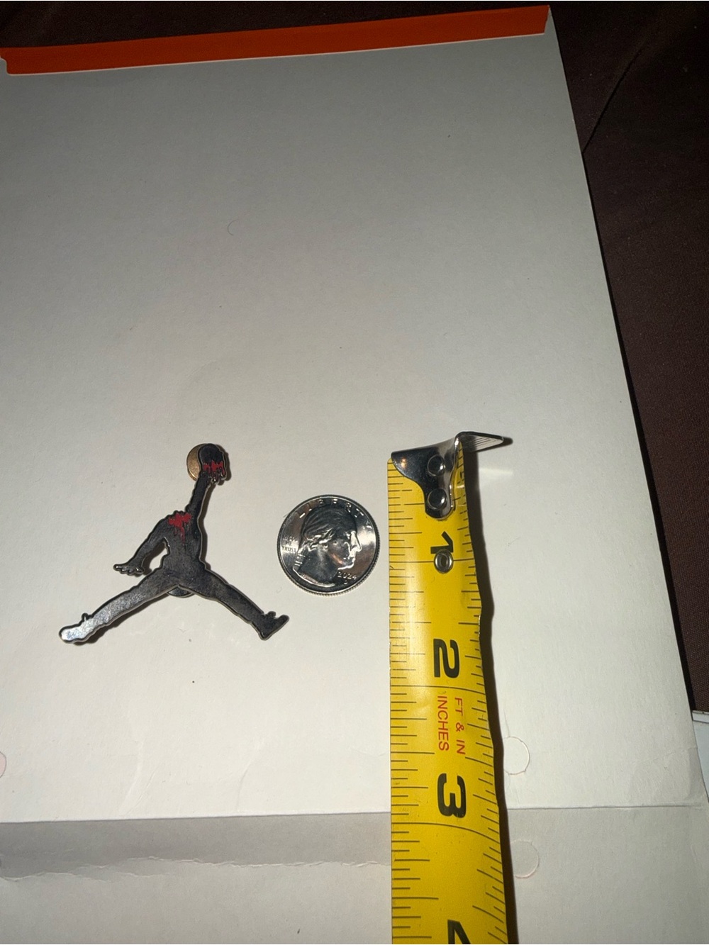 Black dead Jumpman head-ball Enamel Pin with Red Accent